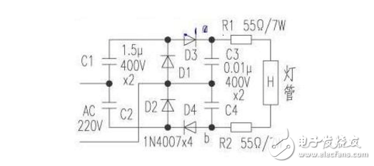 九款最簡單的電子鎮流器電路圖原理圖分析