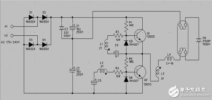 九款最簡單的電子鎮流器電路圖原理圖分析