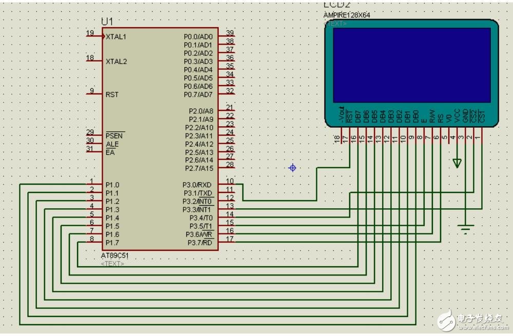 lcd12864與單片機連接圖