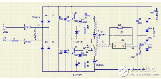 九款最簡單的電子鎮流器電路圖原理圖分析