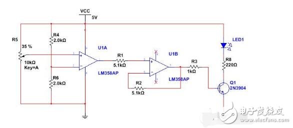 lm358電壓比較器電路圖詳解