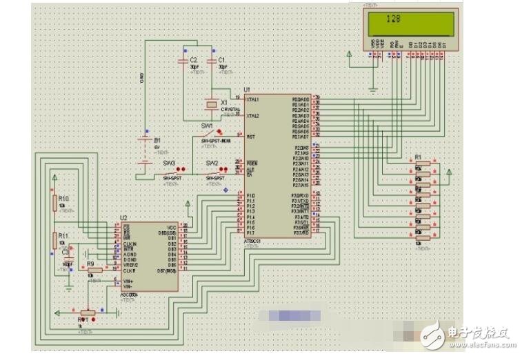 ADC0804模數(shù)轉(zhuǎn)換51單片機程序與電路