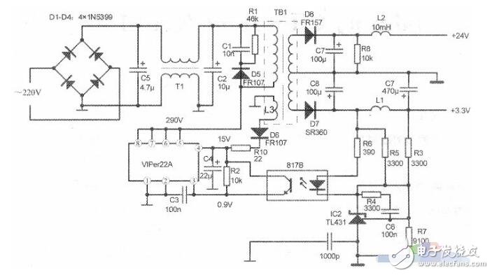 VIPER22A內部結構圖及應用電路