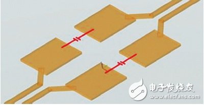 圖5 使用Keysight EMPro建模電容表面貼裝焊盤與差分走線串聯(lián)。