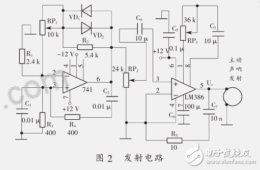 LM386應用電路之小功率主動聲吶發射及接收電路