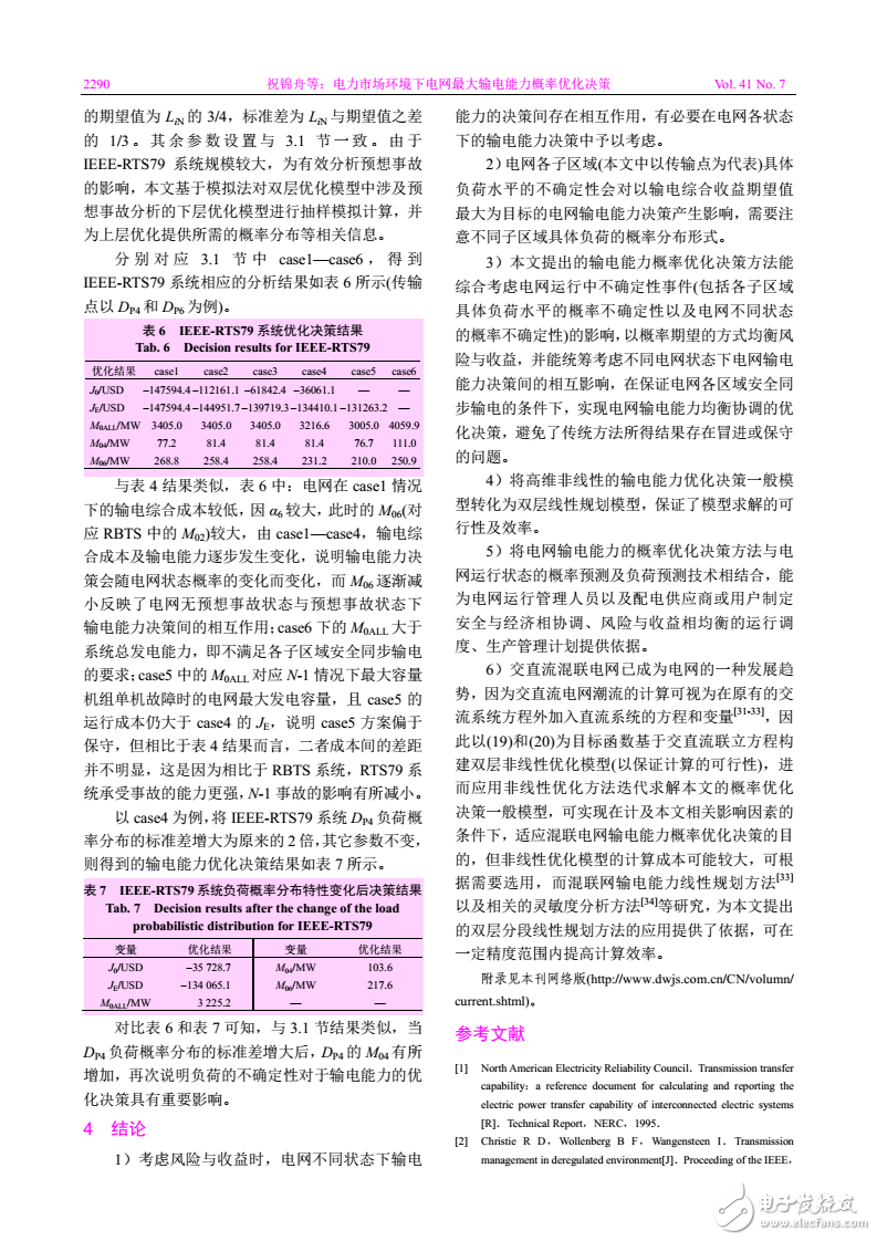 電力市場環境下電網最大輸電能力概率優化決策