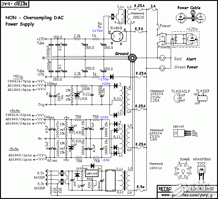 經(jīng)典膽機(jī)線路圖集CS8414+AD1865的PP輸出(電源).gif